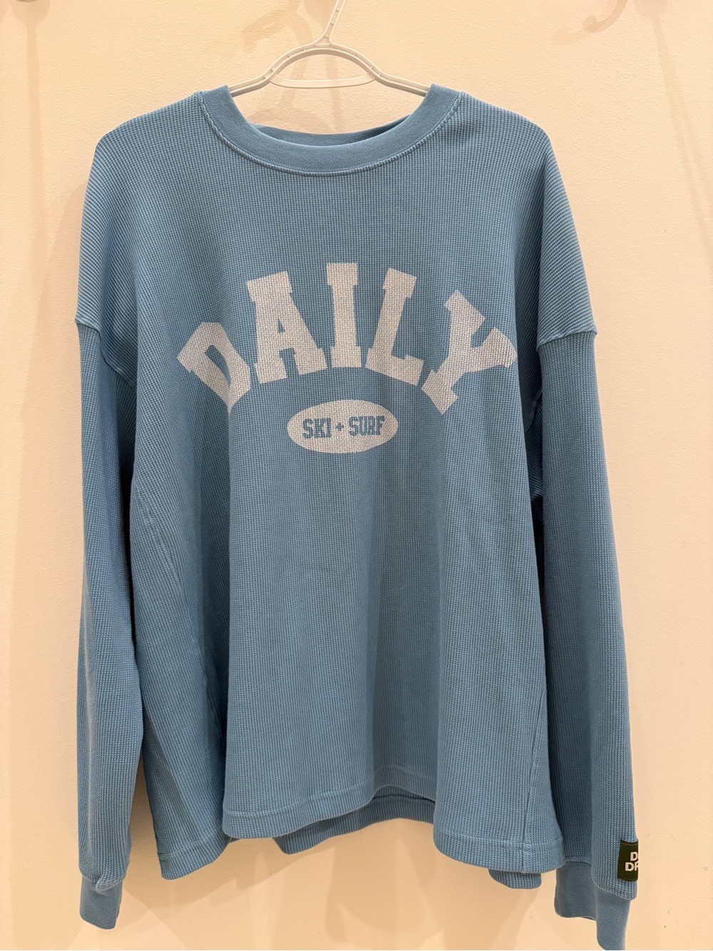 Daily Drills Blue Waffle Knit Logo Crewneck